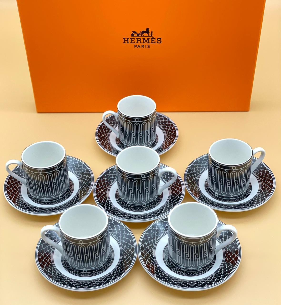 Hermes Turkish coffee set of six - Image 3 of 3